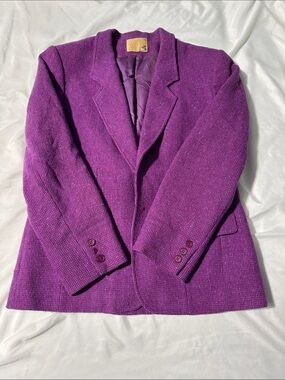 Vintage Pendleton Wool Blazer Small Purple Magenta Tweed Dark Acadamia Preppy